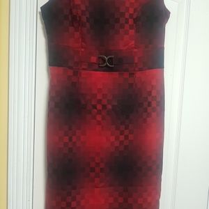Cleo Ladies Sleeveless Dress w Checkered Pattern